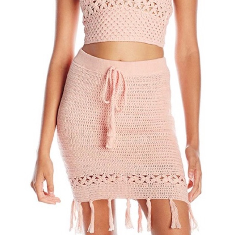 Minkpink NWT Woven Together Crochet Cover Up Skirt